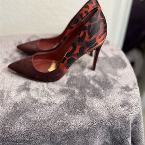 Ted Baker London Red and Black Animal Print Heels